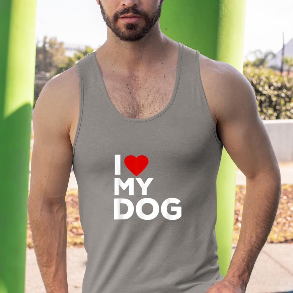 I Love My Dog Tshirt for Dog Lovers with Heart Tank Top - Image 7