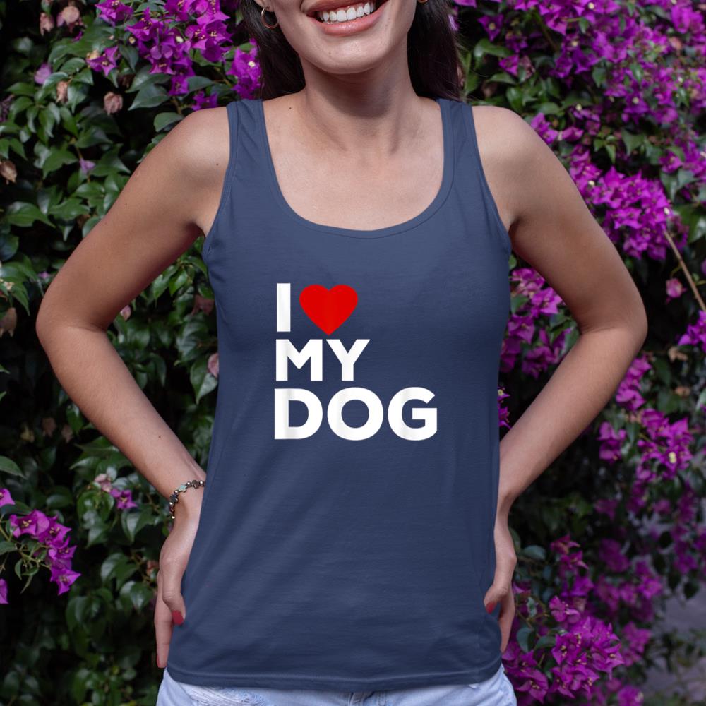 I Love My Dog Tshirt for Dog Lovers with Heart Tank Top - Image 8