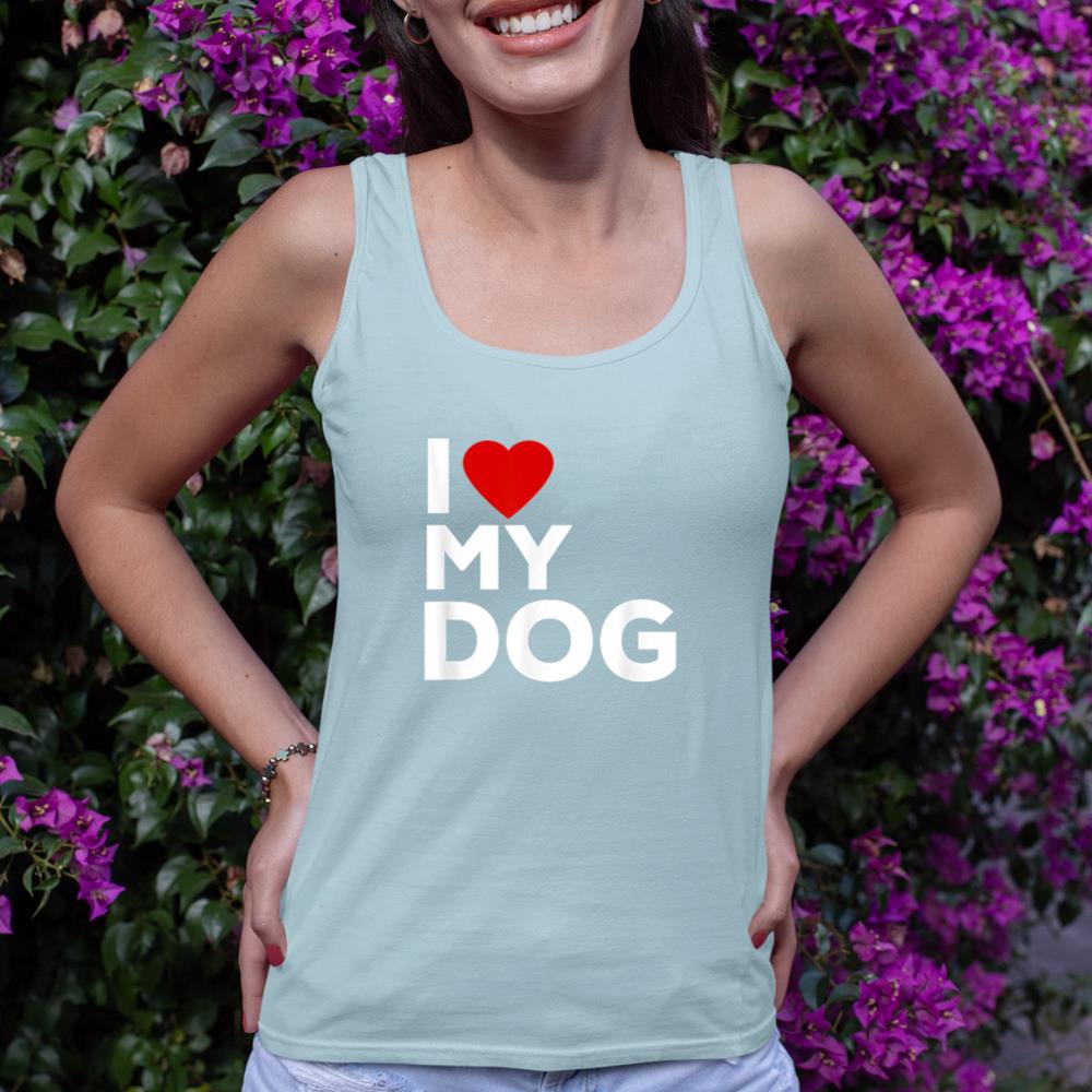 I Love My Dog Tshirt for Dog Lovers with Heart Tank Top - Image 10