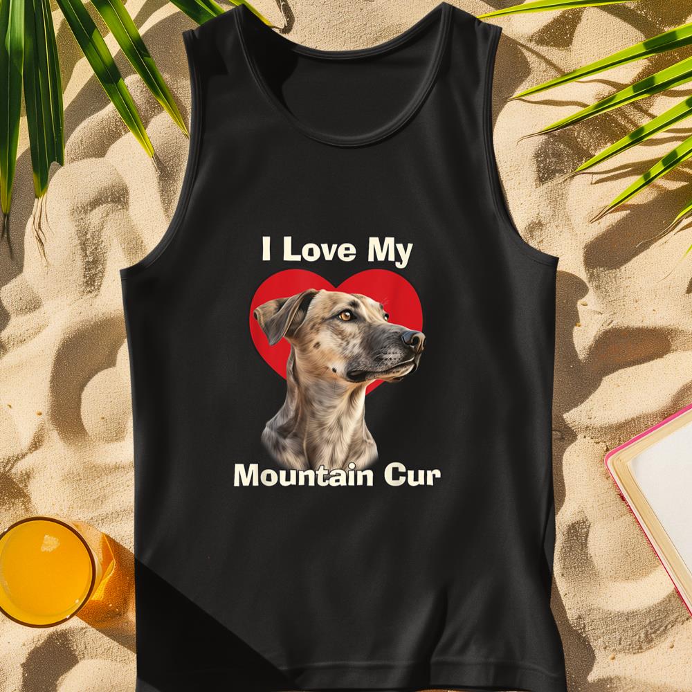 I Love My Mountain Cur Puppy Dog Tank Top