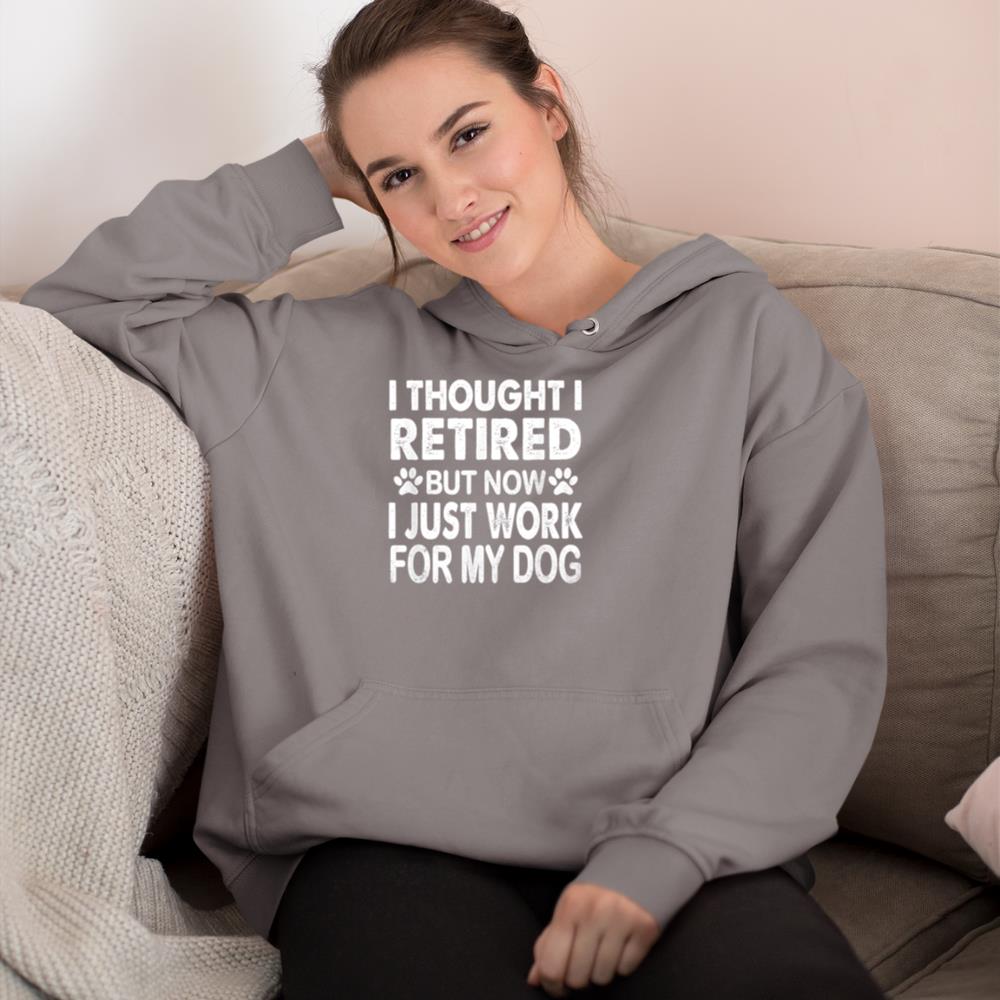 I Retired Now I Work For My Dog Retirement Funny Retro Hoodie - Image 6
