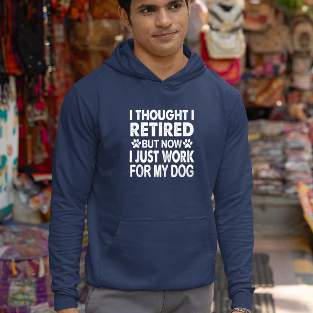 I Retired Now I Work For My Dog Retirement Funny Retro Hoodie - Image 9