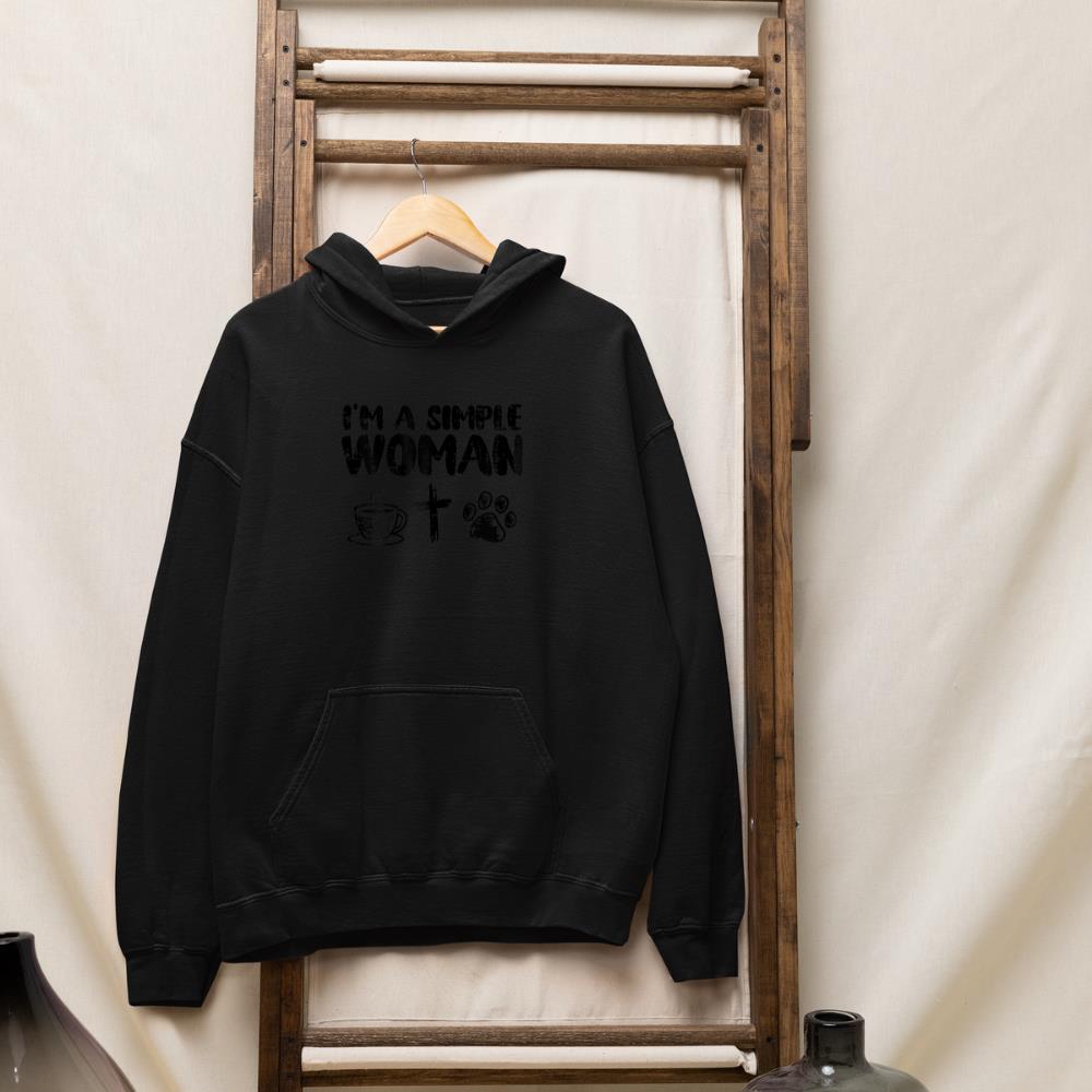 Im A Simple Woman Coffee Cross Paw Christian Dog Cat Owner Hoodie