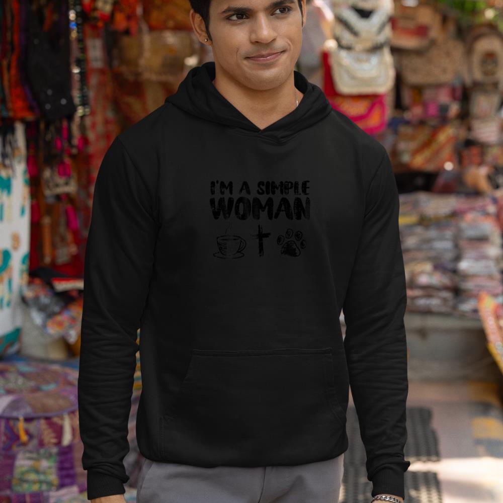 Im A Simple Woman Coffee Cross Paw Christian Dog Cat Owner Hoodie - Image 3