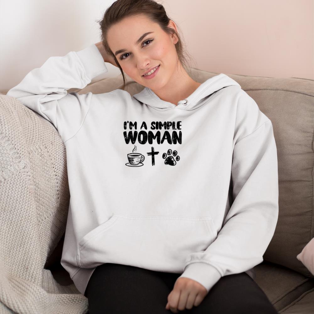 Im A Simple Woman Coffee Cross Paw Christian Dog Cat Owner Hoodie - Image 4