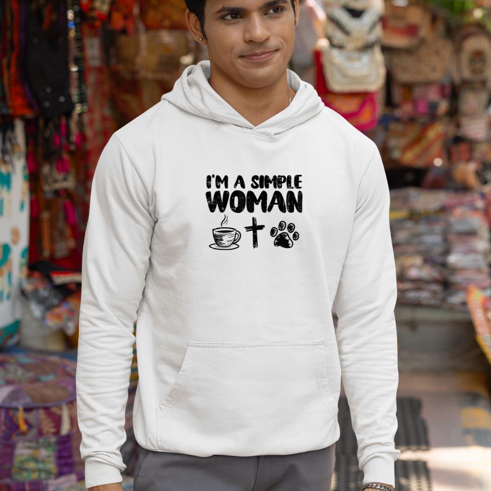 Im A Simple Woman Coffee Cross Paw Christian Dog Cat Owner Hoodie - Image 5