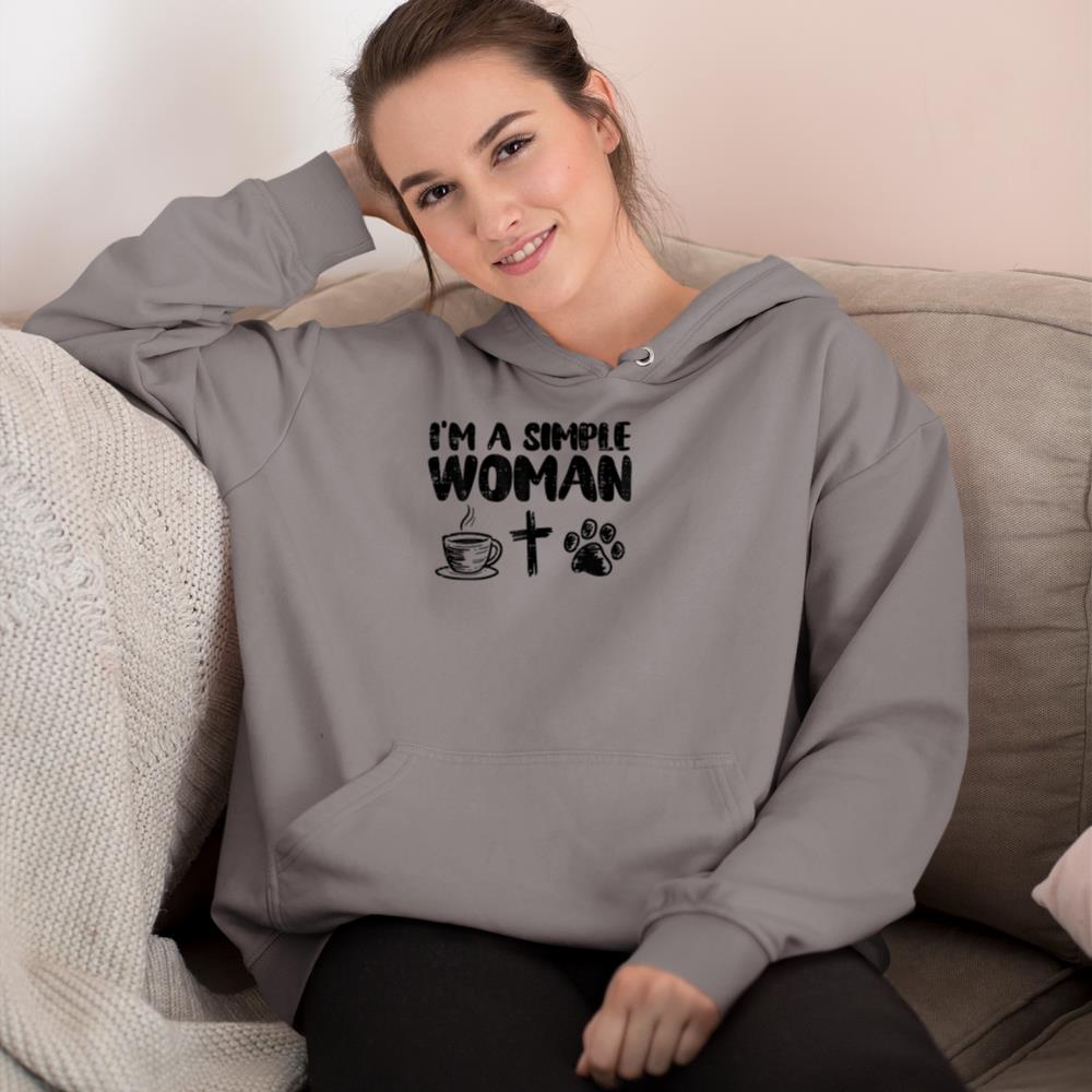 Im A Simple Woman Coffee Cross Paw Christian Dog Cat Owner Hoodie - Image 6