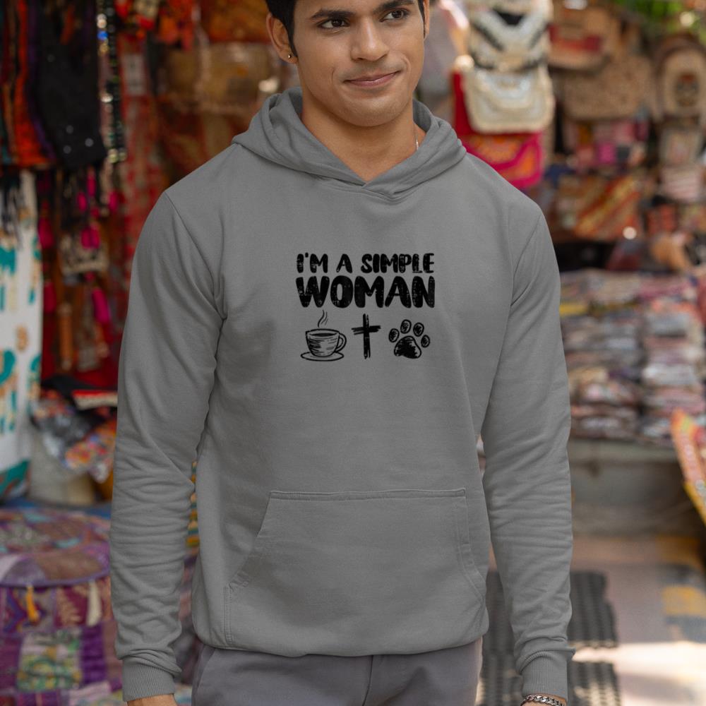 Im A Simple Woman Coffee Cross Paw Christian Dog Cat Owner Hoodie - Image 7