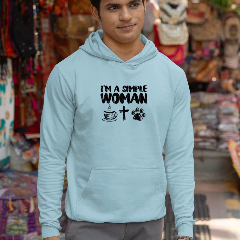 Im A Simple Woman Coffee Cross Paw Christian Dog Cat Owner Hoodie - Image 11