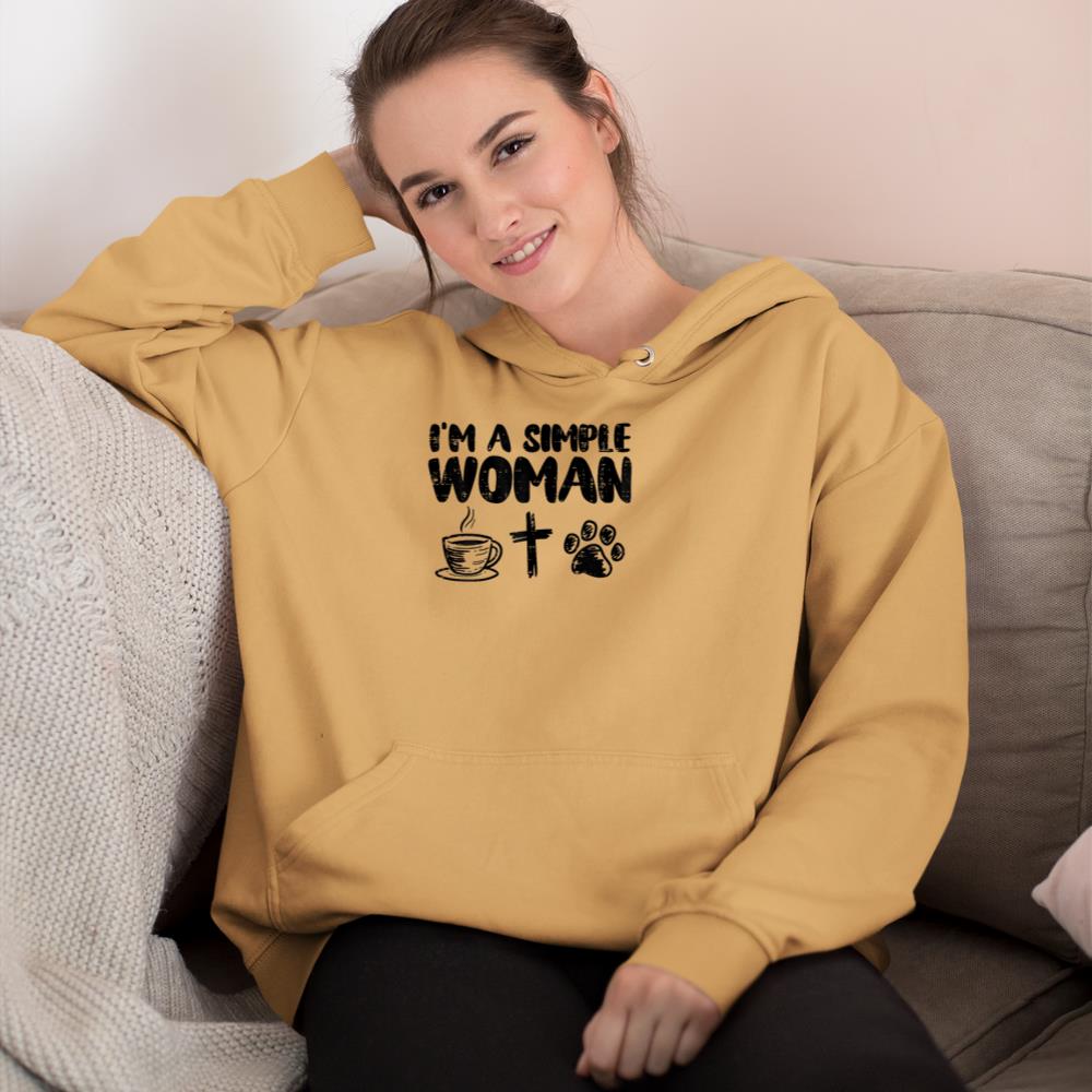 Im A Simple Woman Coffee Cross Paw Christian Dog Cat Owner Hoodie - Image 12