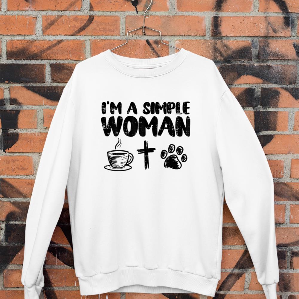 Im A Simple Woman Coffee Cross Paw Christian Dog Cat Owner Sweatshirt - Image 3
