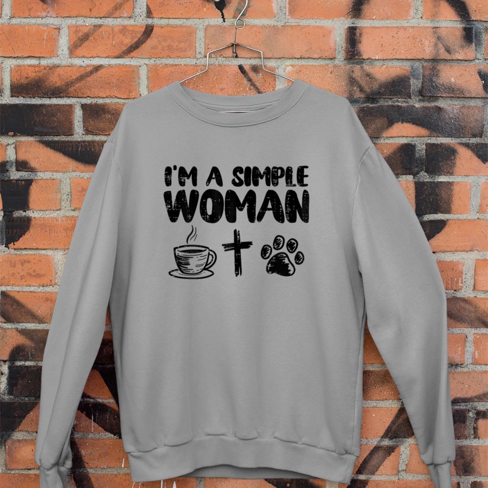 Im A Simple Woman Coffee Cross Paw Christian Dog Cat Owner Sweatshirt - Image 5