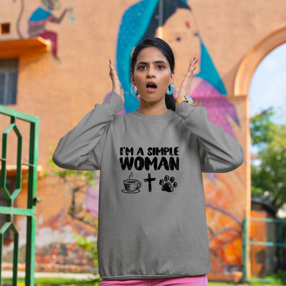 Im A Simple Woman Coffee Cross Paw Christian Dog Cat Owner Sweatshirt - Image 6
