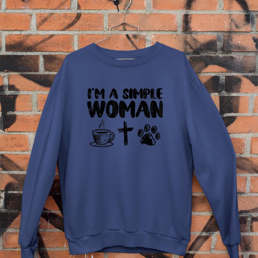 Im A Simple Woman Coffee Cross Paw Christian Dog Cat Owner Sweatshirt - Image 7