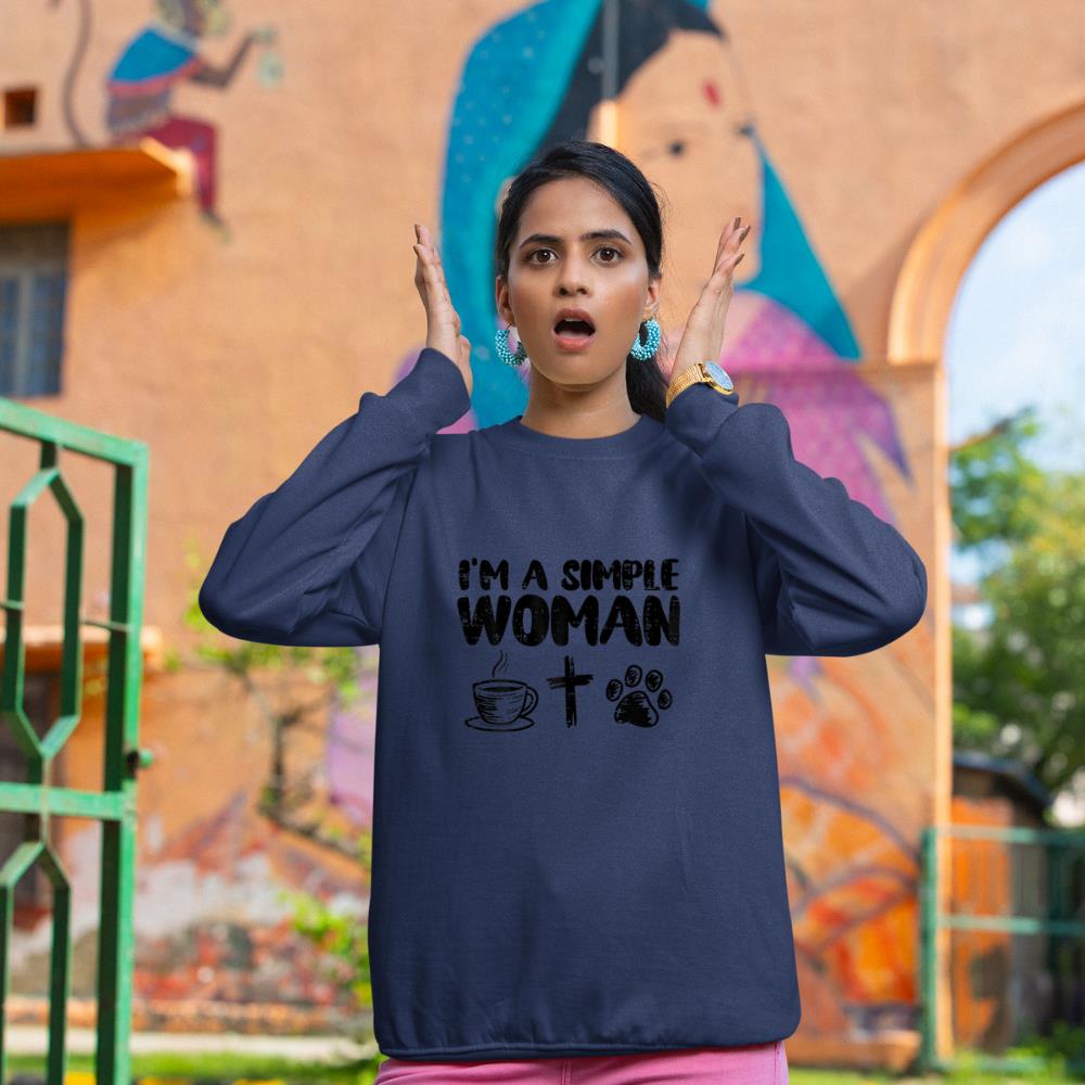 Im A Simple Woman Coffee Cross Paw Christian Dog Cat Owner Sweatshirt - Image 8