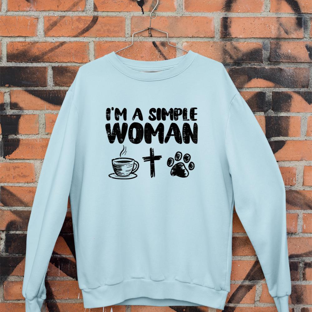 Im A Simple Woman Coffee Cross Paw Christian Dog Cat Owner Sweatshirt - Image 9