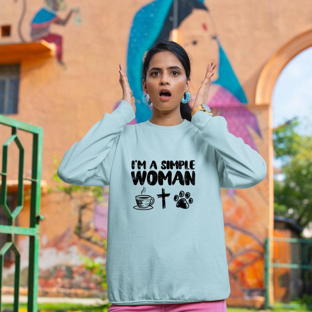 Im A Simple Woman Coffee Cross Paw Christian Dog Cat Owner Sweatshirt - Image 10