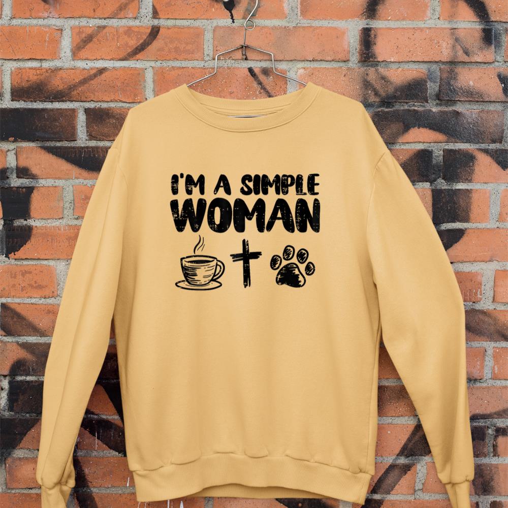 Im A Simple Woman Coffee Cross Paw Christian Dog Cat Owner Sweatshirt - Image 11