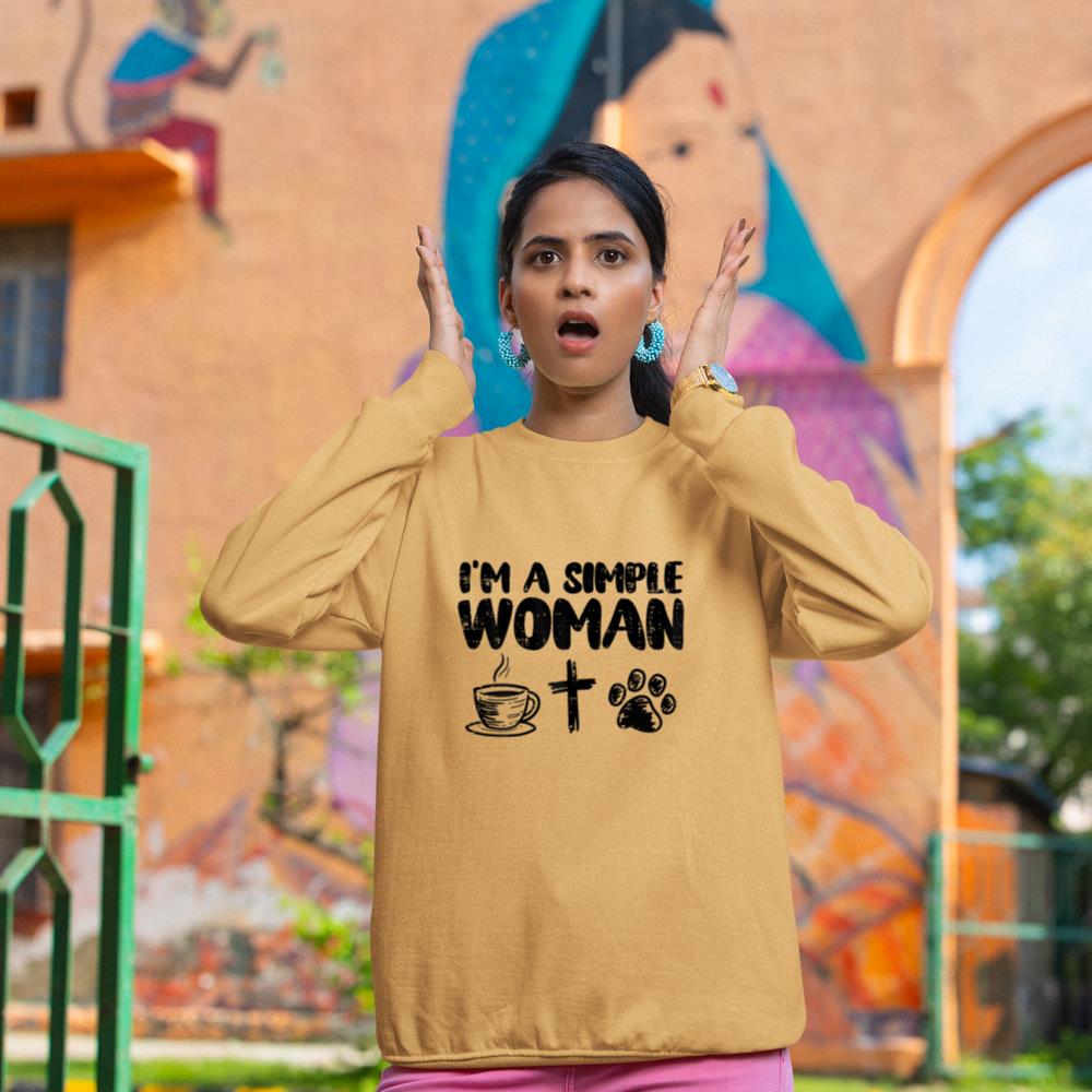 Im A Simple Woman Coffee Cross Paw Christian Dog Cat Owner Sweatshirt - Image 12