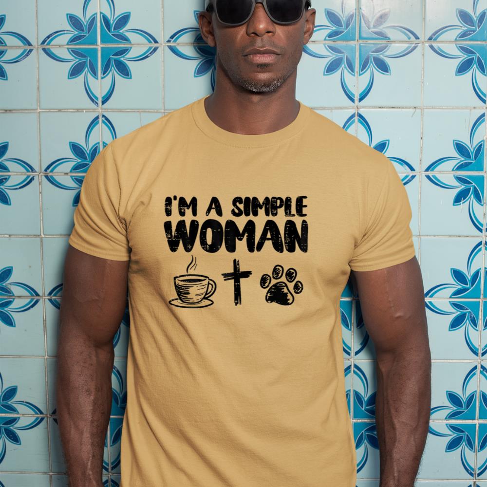 Im A Simple Woman Coffee Cross Paw Christian Dog Cat Owner T-Shirt - Image 13