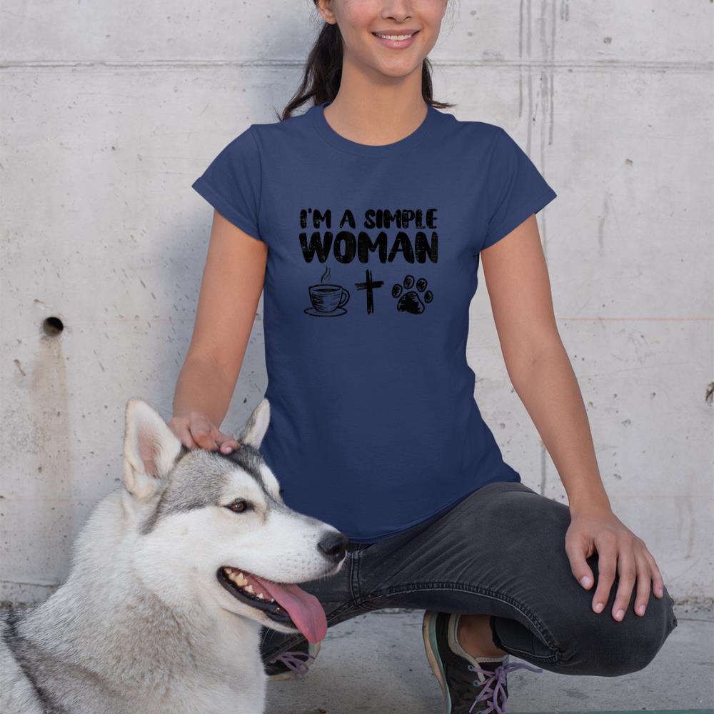 Im A Simple Woman Coffee Cross Paw Christian Dog Cat Owner T-Shirt - Image 8