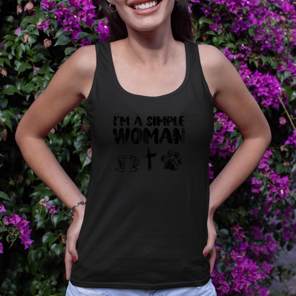 Im A Simple Woman Coffee Cross Paw Christian Dog Cat Owner Tank Top - Image 2