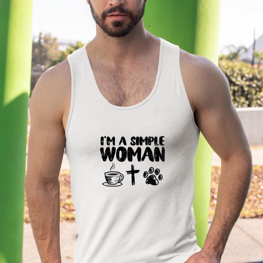 Im A Simple Woman Coffee Cross Paw Christian Dog Cat Owner Tank Top - Image 5