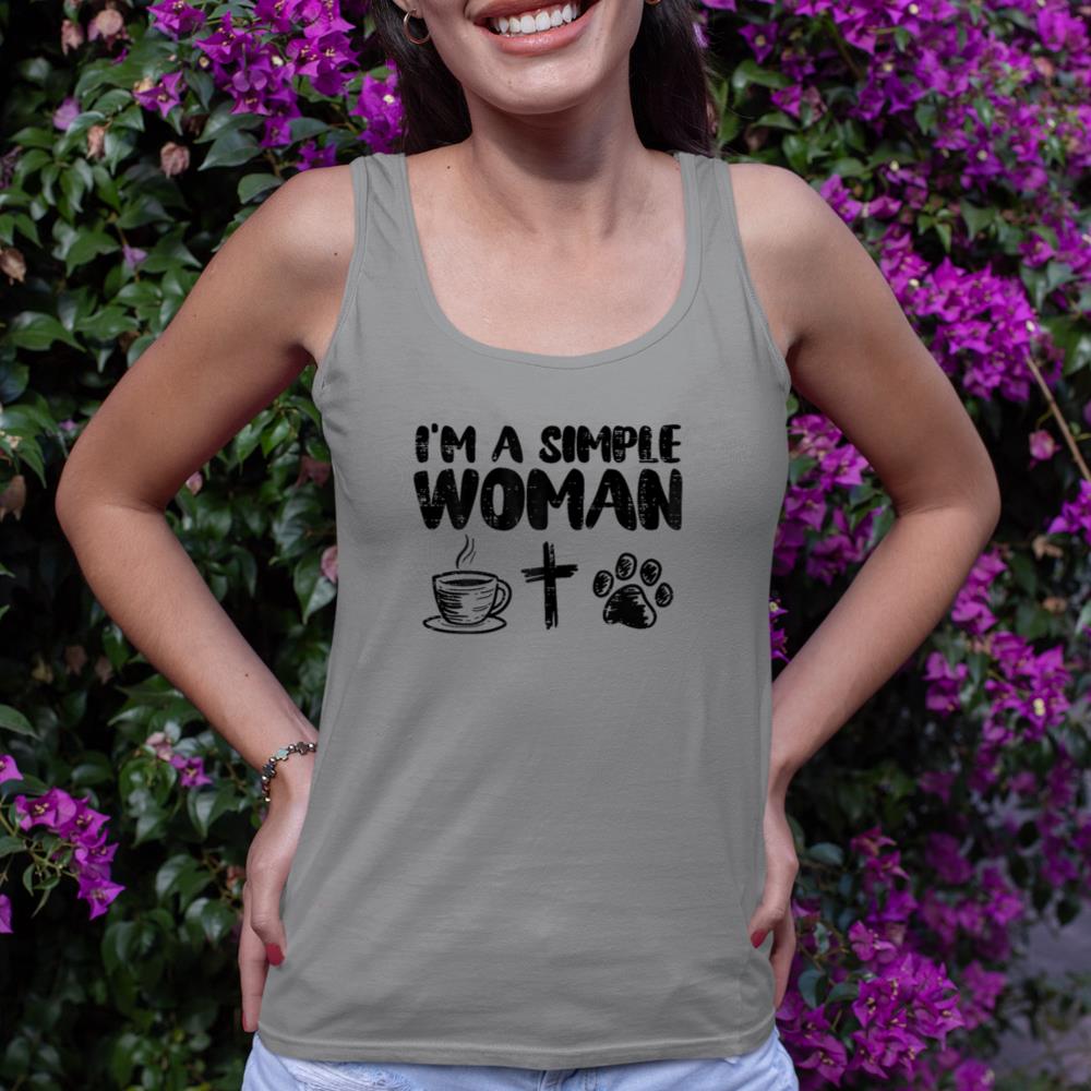 Im A Simple Woman Coffee Cross Paw Christian Dog Cat Owner Tank Top - Image 6