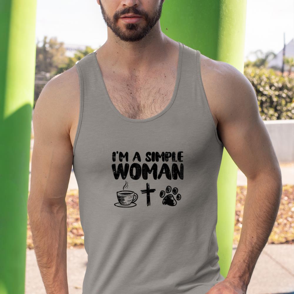 Im A Simple Woman Coffee Cross Paw Christian Dog Cat Owner Tank Top - Image 7