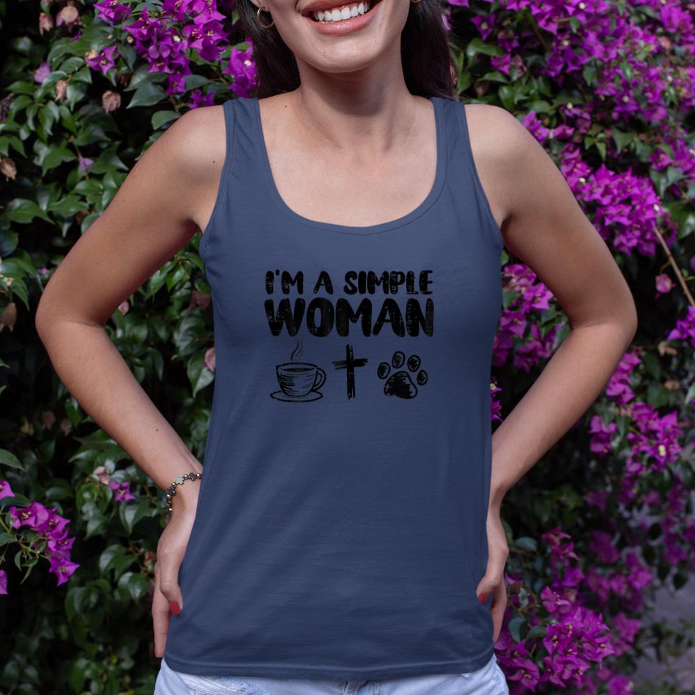Im A Simple Woman Coffee Cross Paw Christian Dog Cat Owner Tank Top - Image 8