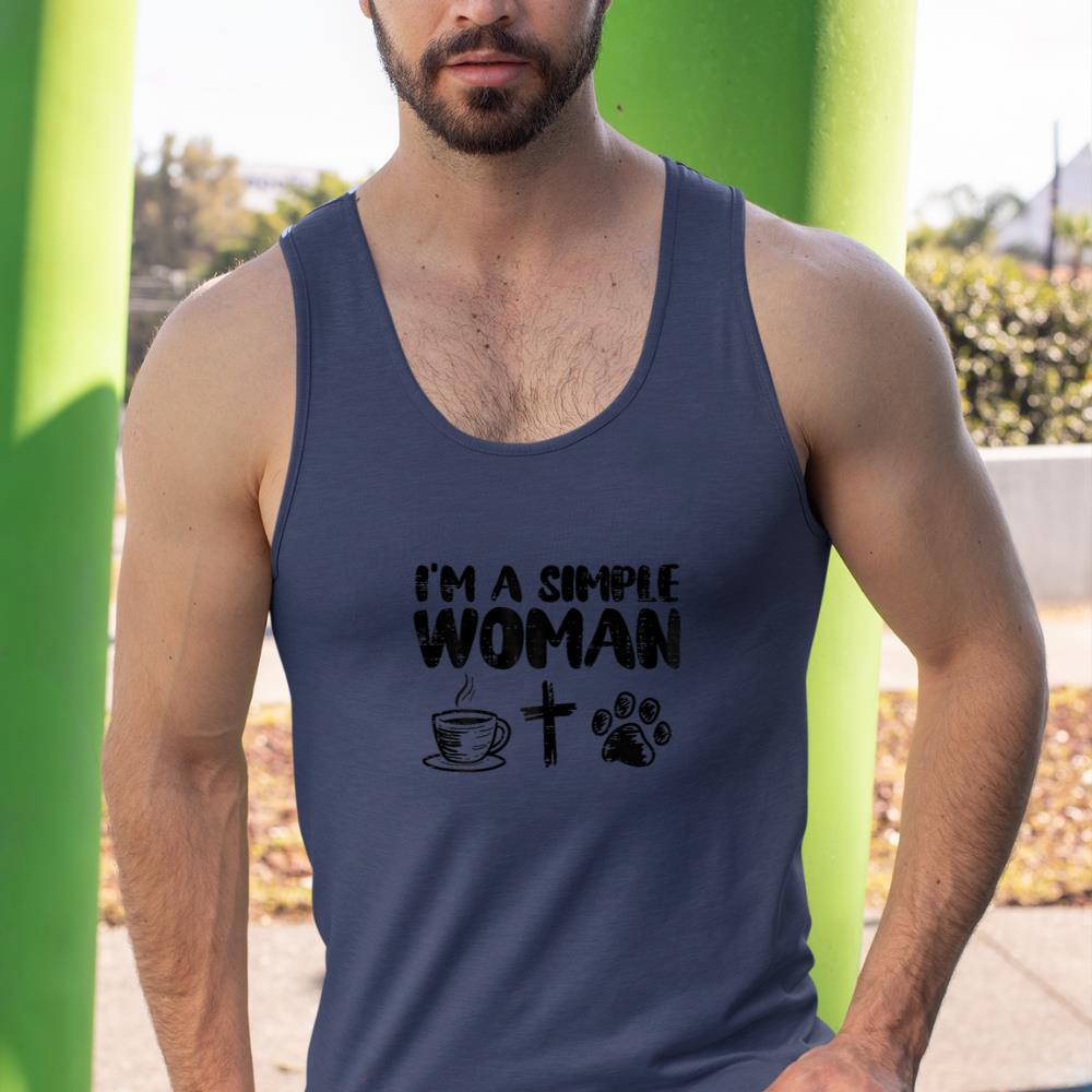 Im A Simple Woman Coffee Cross Paw Christian Dog Cat Owner Tank Top - Image 9