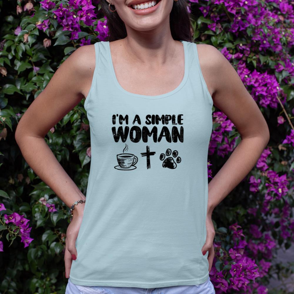Im A Simple Woman Coffee Cross Paw Christian Dog Cat Owner Tank Top - Image 10