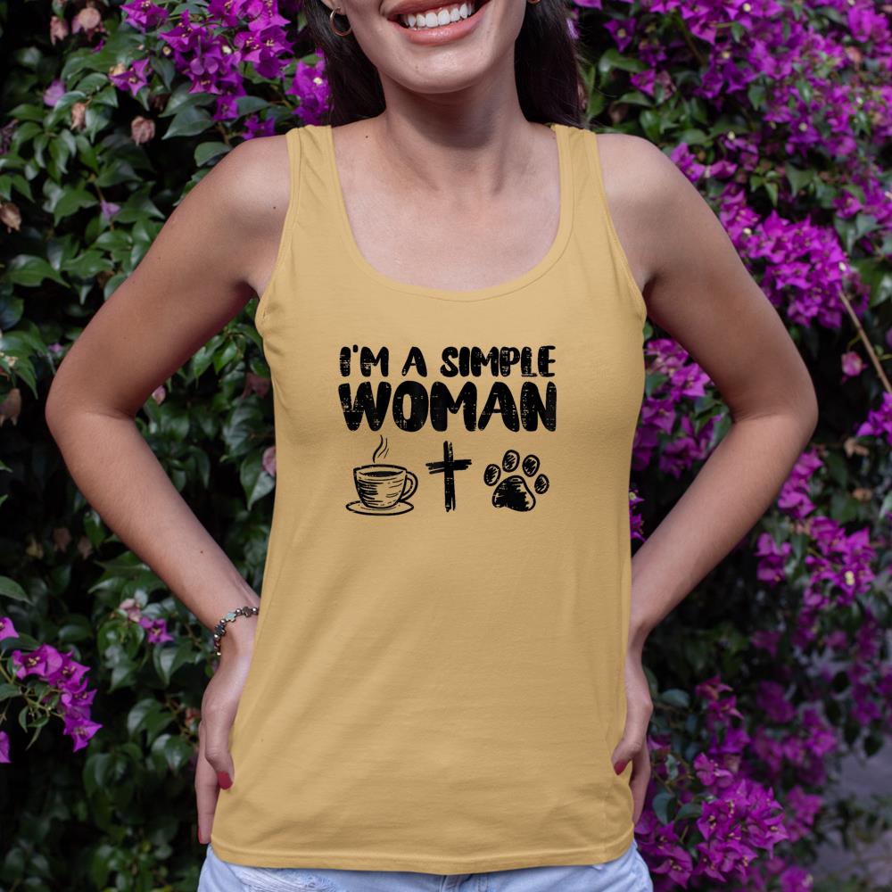 Im A Simple Woman Coffee Cross Paw Christian Dog Cat Owner Tank Top - Image 12