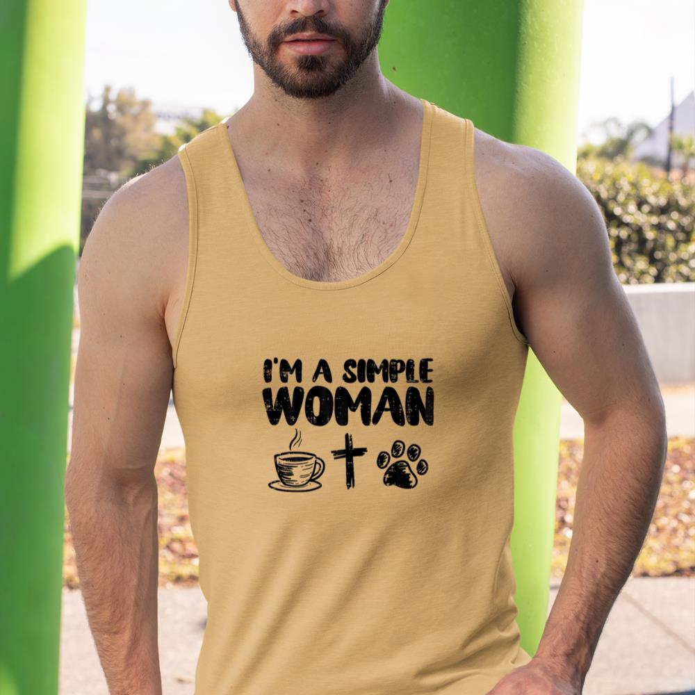 Im A Simple Woman Coffee Cross Paw Christian Dog Cat Owner Tank Top - Image 13