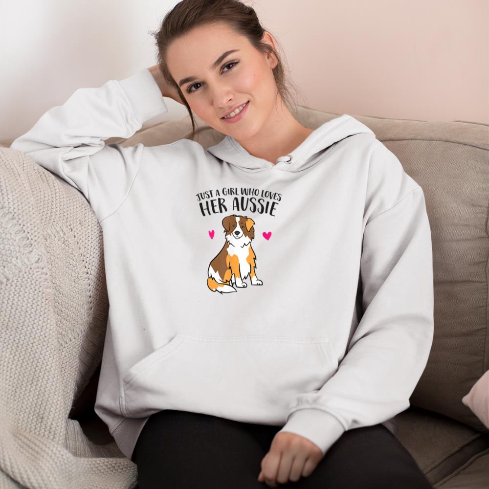 Just a Girl Who Loves Australian Shepherds Aussie Dog Girl Hoodie - Image 4