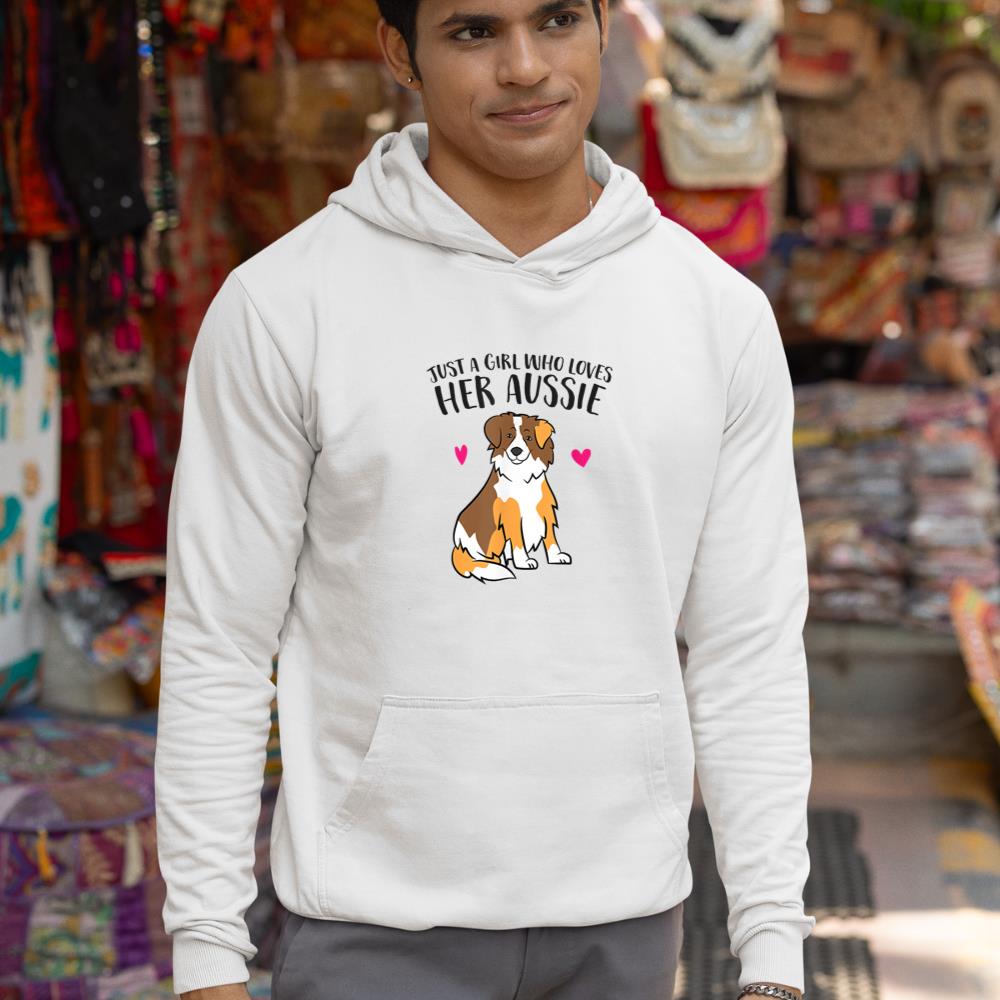 Just a Girl Who Loves Australian Shepherds Aussie Dog Girl Hoodie - Image 5