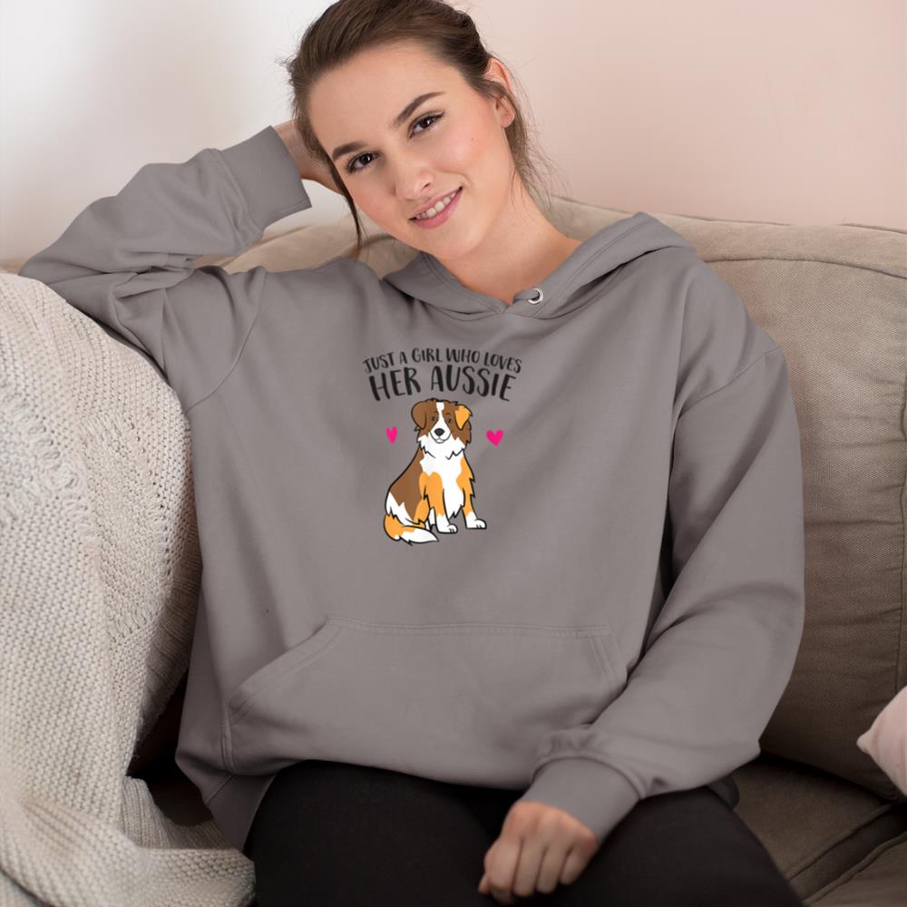 Just a Girl Who Loves Australian Shepherds Aussie Dog Girl Hoodie - Image 6