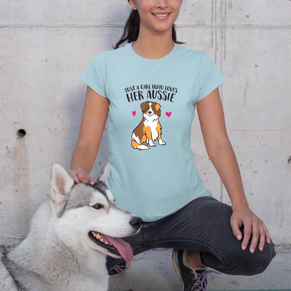 Just a Girl Who Loves Australian Shepherds Aussie Dog Girl T-Shirt - Image 10