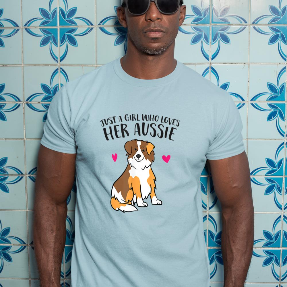 Just a Girl Who Loves Australian Shepherds Aussie Dog Girl T-Shirt - Image 11