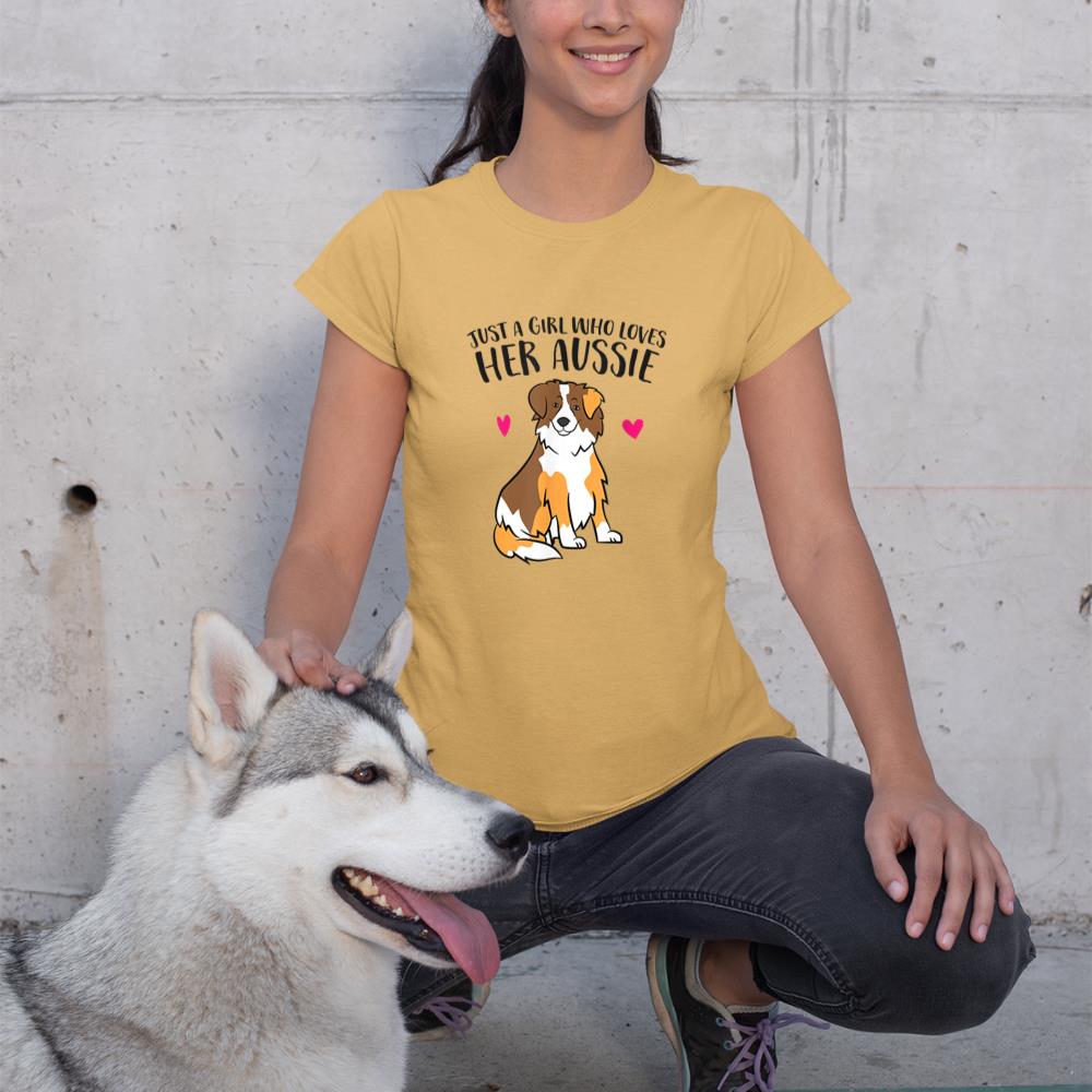 Just a Girl Who Loves Australian Shepherds Aussie Dog Girl T-Shirt - Image 12