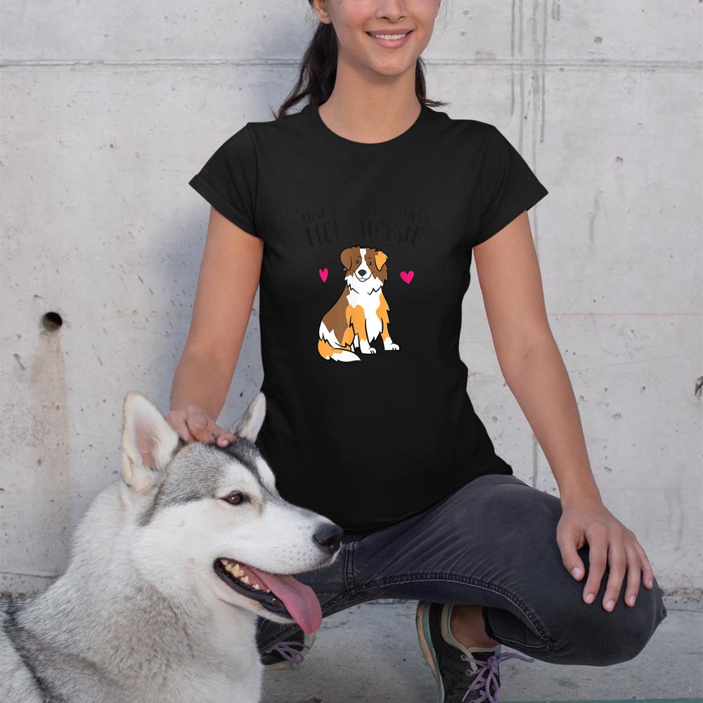 Just a Girl Who Loves Australian Shepherds Aussie Dog Girl T-Shirt - Image 2
