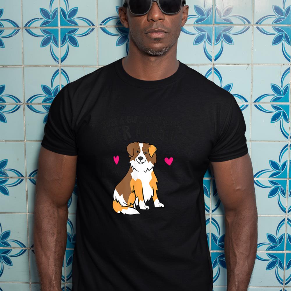 Just a Girl Who Loves Australian Shepherds Aussie Dog Girl T-Shirt - Image 3