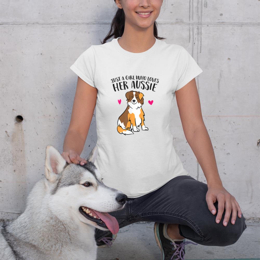 Just a Girl Who Loves Australian Shepherds Aussie Dog Girl T-Shirt - Image 4