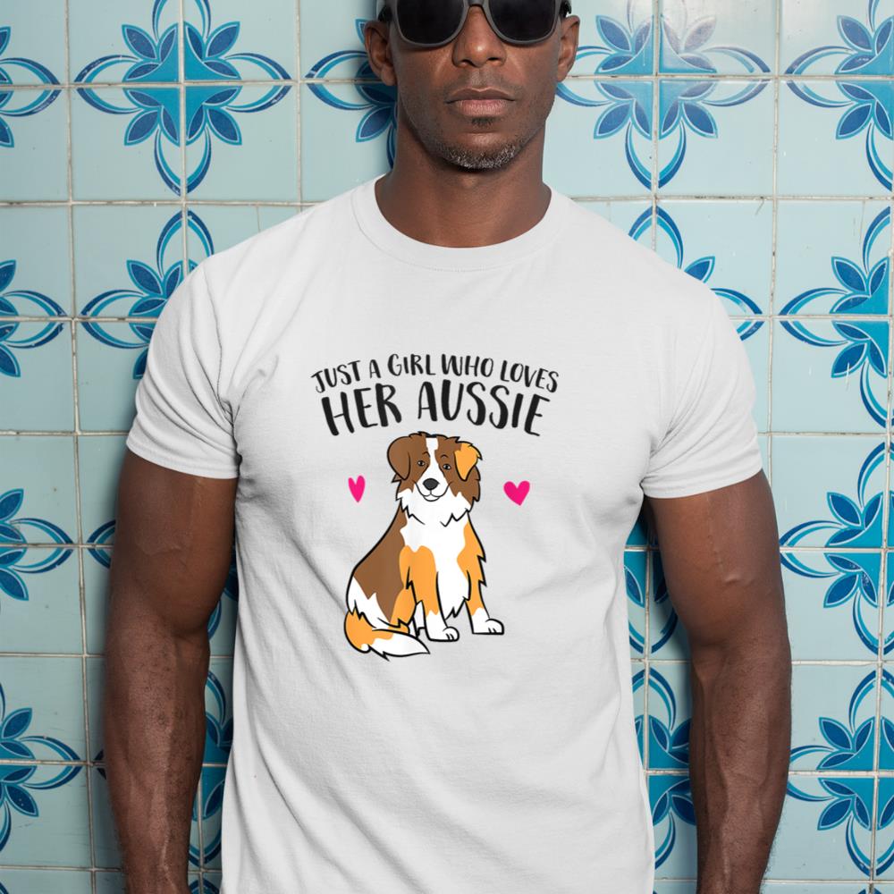 Just a Girl Who Loves Australian Shepherds Aussie Dog Girl T-Shirt - Image 5