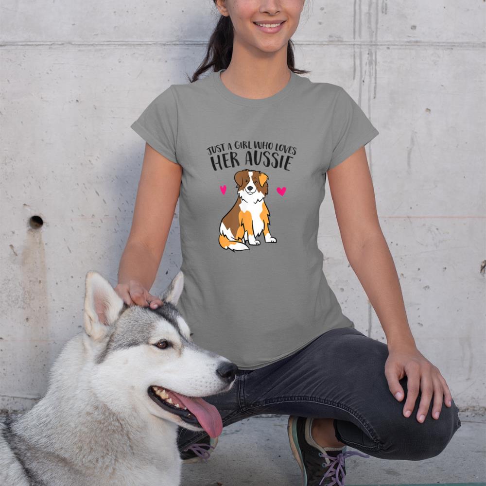 Just a Girl Who Loves Australian Shepherds Aussie Dog Girl T-Shirt - Image 6