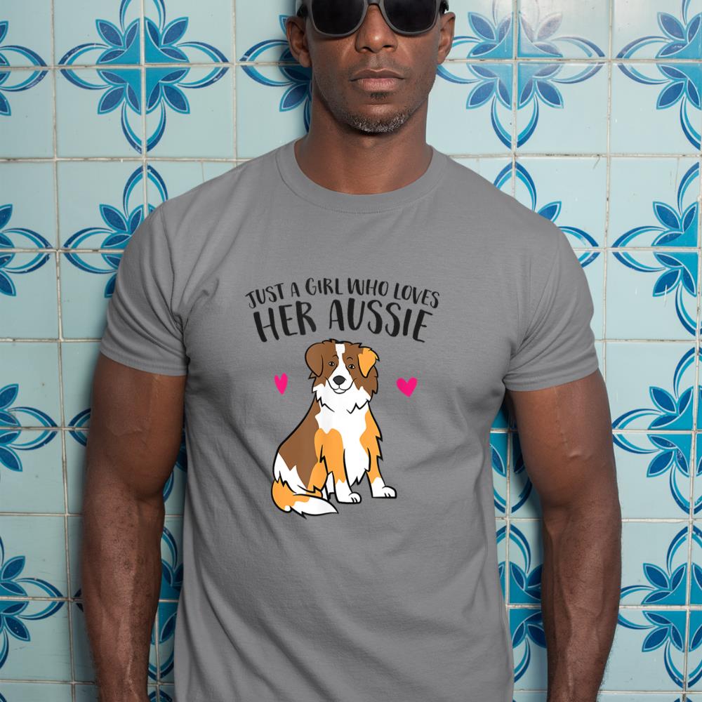 Just a Girl Who Loves Australian Shepherds Aussie Dog Girl T-Shirt - Image 7