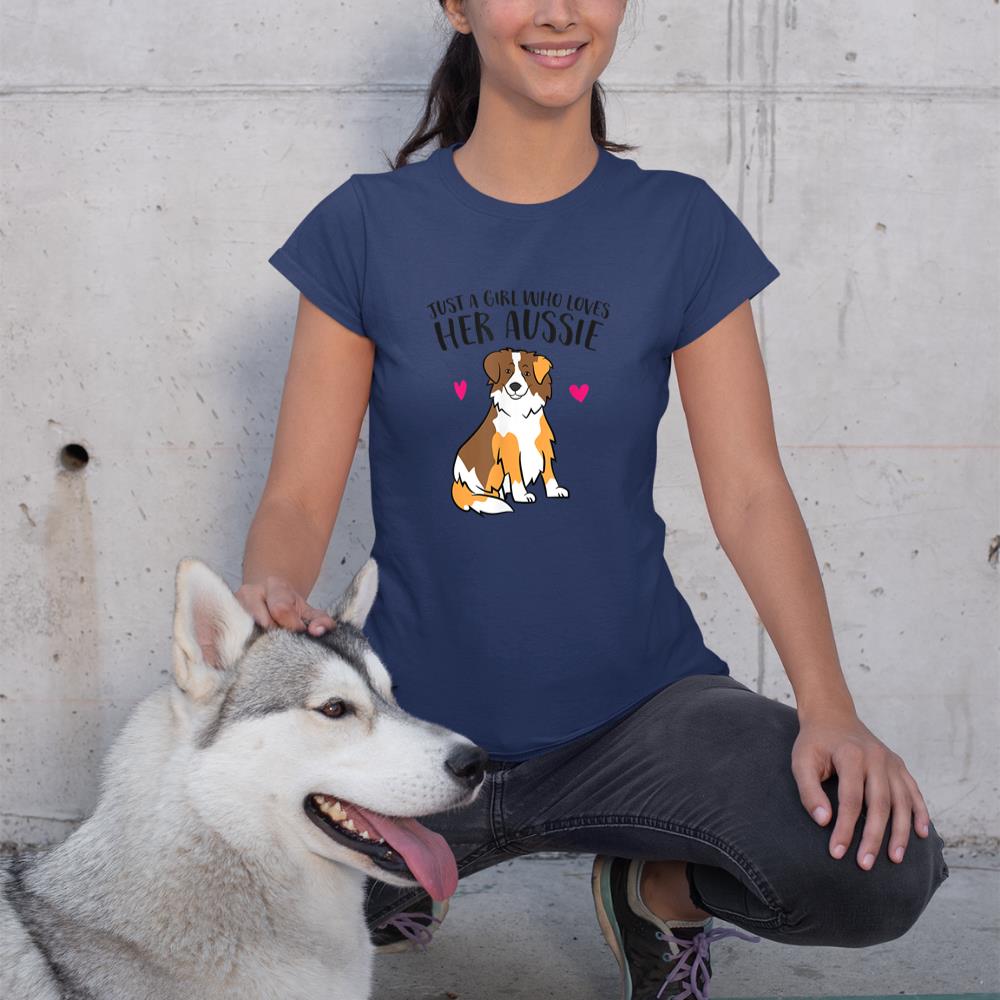 Just a Girl Who Loves Australian Shepherds Aussie Dog Girl T-Shirt - Image 8