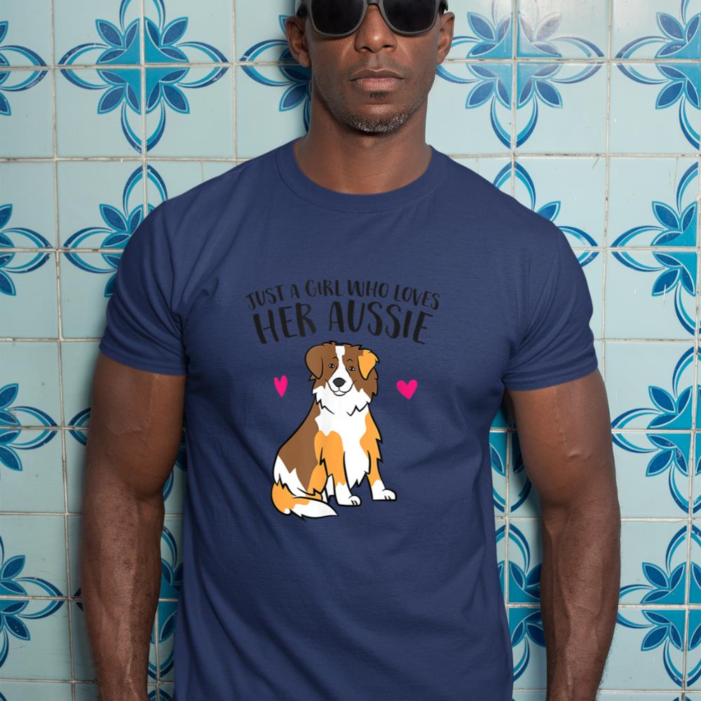 Just a Girl Who Loves Australian Shepherds Aussie Dog Girl T-Shirt - Image 9