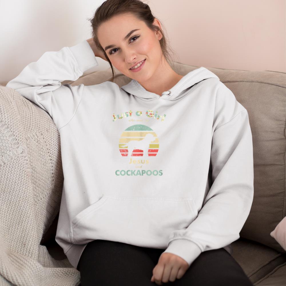 Just A Girl Who Runs on Jesus and Cockapoos Retro Dog Hoodie - Image 4