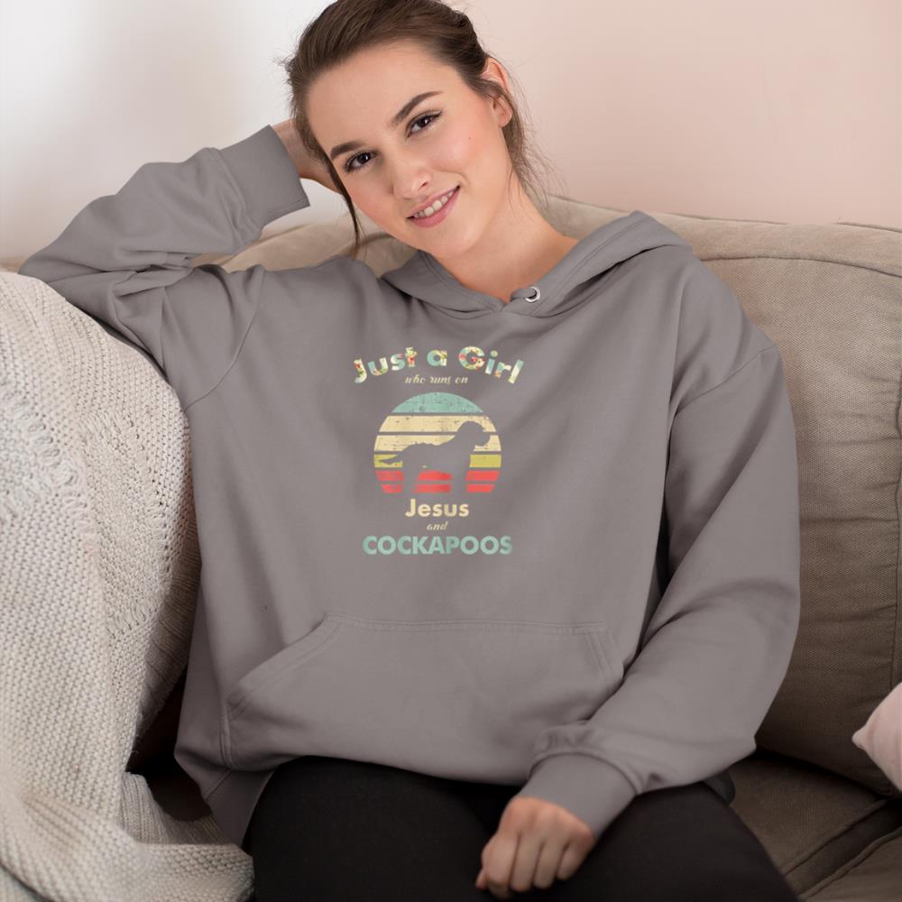Just A Girl Who Runs on Jesus and Cockapoos Retro Dog Hoodie - Image 6